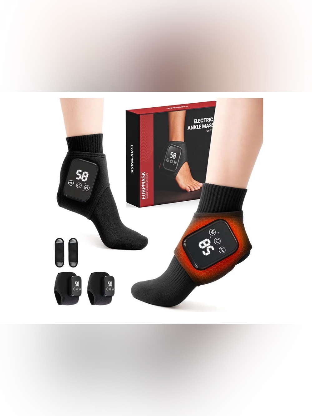 Electric Ankle Massager Sleeve with Digital Controller (2pcs)